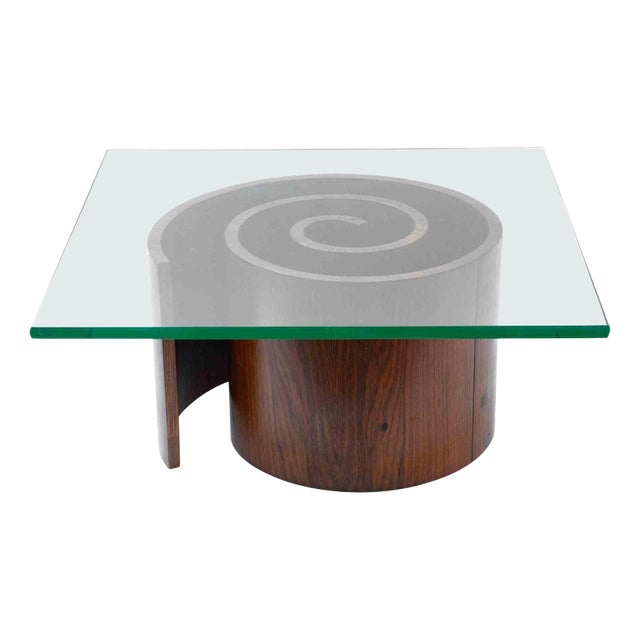 Spiral Occasional Table in Glass and Wood by Vladimir Kagan, USA, 1970s For Sale