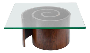 Spiral Occasional Table in Glass and Wood by Vladimir Kagan, USA, 1970s