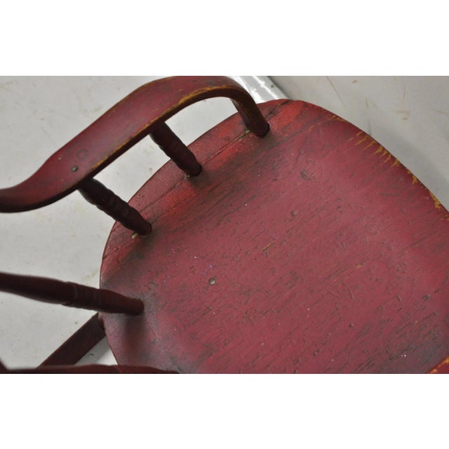 Antique American Primitive Spindle Back Small Child's Rocker Rocking Chair For Sale - Image 11 of 12