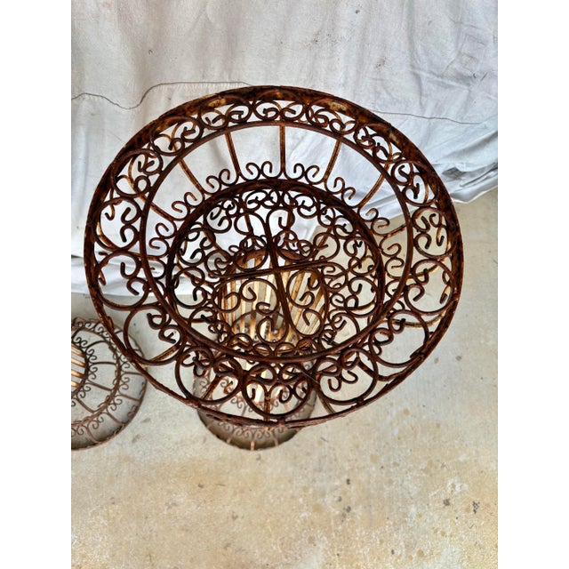 Mid 20th Century French Style Iron Scrollwork Plant Stands - A Pair For Sale - Image 6 of 12