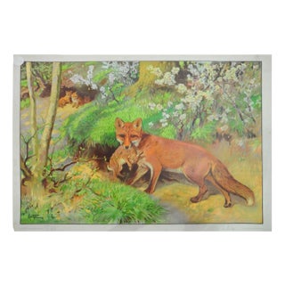 Vintage Fox Mother & Loot Rabbit Poster For Sale