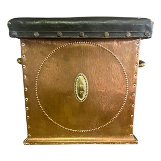 Early 20th Century English Copper and Brass Campaign-Style Storage Ottoman For Sale