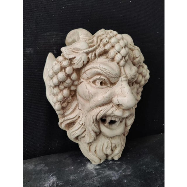 Baroque Fountain Mask with Face of Faun with Grapes in Asiago White Marble, Venice For Sale - Image 3 of 12