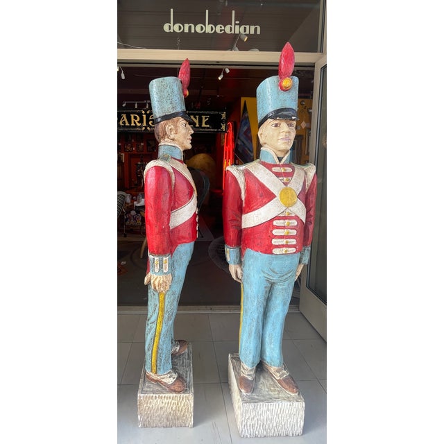 1950s Pair of British Royal Guards Polychrome Statues For Sale - Image 4 of 13