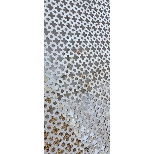 Mathieu Matégot Small Tripod Side Table in Perforated Wrought Iron with White Lacquer by Mategot Mathieu, 1950 For Sale - Image 4 of 10