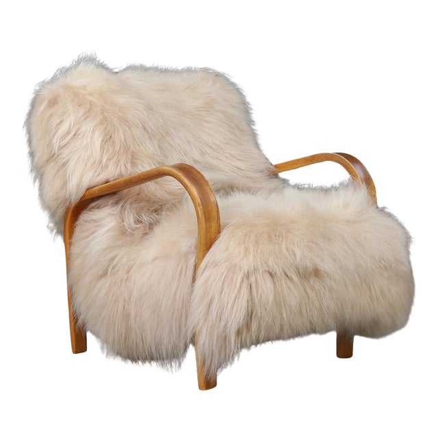 Lounge Chair in Patinated Bentwood by Kozelka & Kropáček, 1940s For Sale