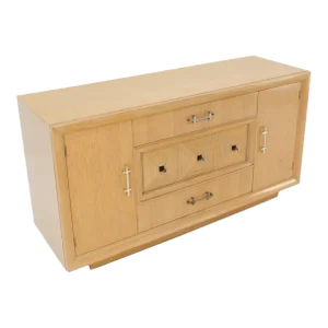 Cerused Oak Modern Credenza Dresser Cabinet 3 Drawer 2 Doors Compartments