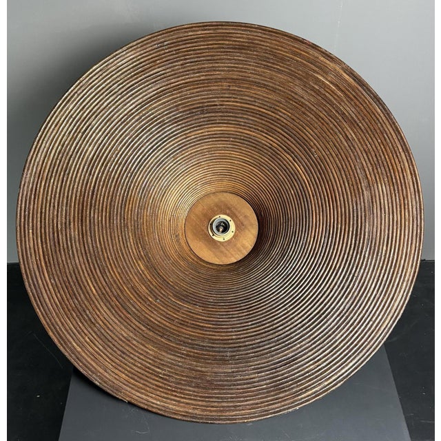 Vivai del Sud Midcentury Italian Pencil Reed Rattan Bamboo and Brass Hanging Pendant Lamp, 1970s from Vivai Del Sud, 1960s For Sale - Image 4 of 13