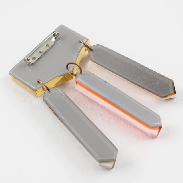 Kaso Oversized Dangling Lucite Pin Brooch For Sale In Atlanta - Image 6 of 8