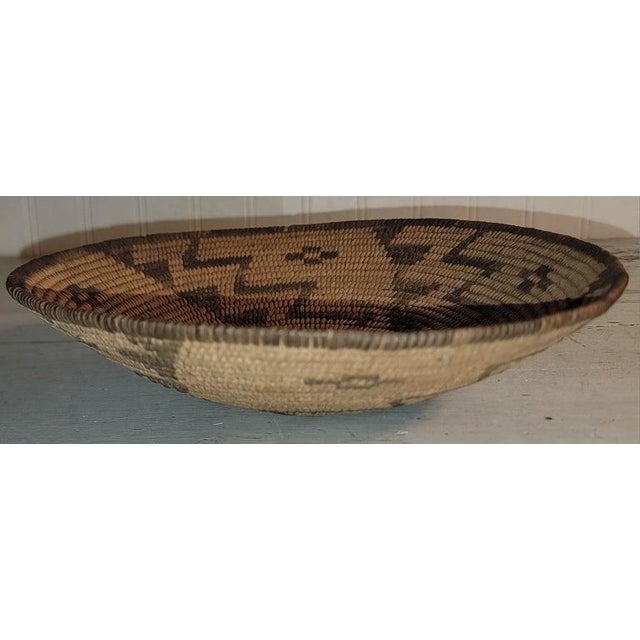 Folk Art Mid 20th Century Geometric Pima Round Tray / Basket For Sale - Image 3 of 7