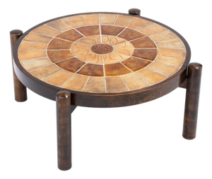 Vintage Mid Century French Ceramic "Zodiac" Tile Coffee Table by Roger Capron