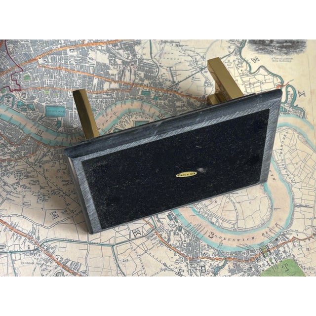 Brass 1980s Marble and Brass Business Card Holder For Sale - Image 8 of 9