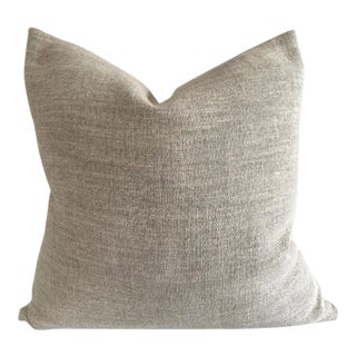 Custom Nubby Gray Linen Accent Pillow With Down Feather Insert For Sale