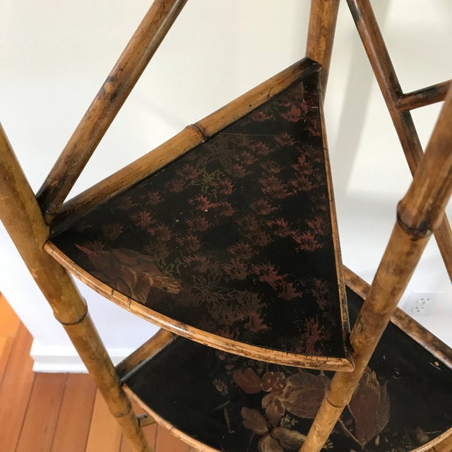Antique Aesthetic Style Burnt Bamboo Corner Etagere, Circa 1880 For Sale - Image 10 of 12