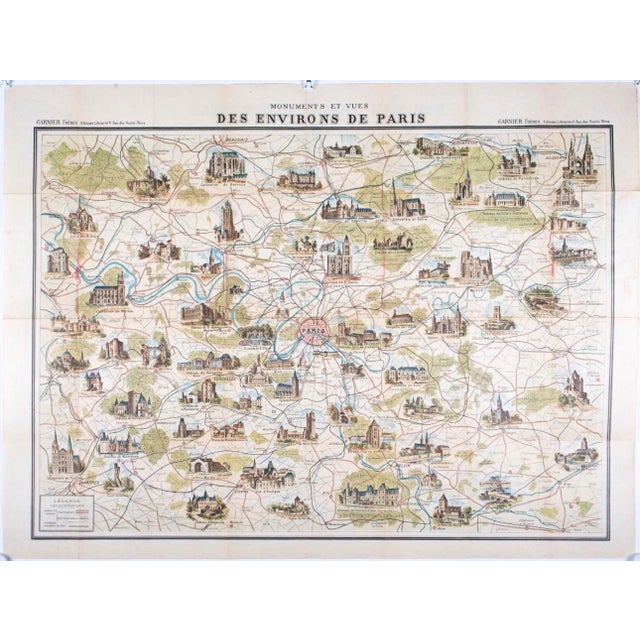 A beautifully detailed and richly illustrated French map titled “Nouveau Paris Monumental – Itinéraire Pratique de...