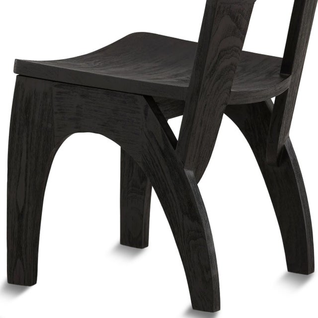 Modern Black Round Back Wood Dining Chair For Sale In Los Angeles - Image 6 of 7