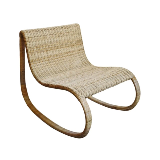 Coastal Contemporary Raw Rattan Rocking Chair For Sale In Los Angeles - Image 6 of 6