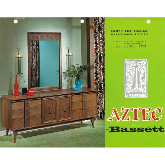 Brown Bassett Aztec Mid-Century Modern Highboy Dresser Mayan Walnut For Sale - Image 8 of 13