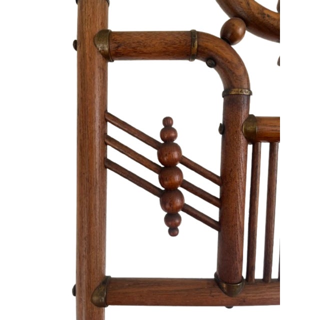 Chestnut C. 1900 Victorian Oak Stick and Ball Ornate Easel Stand For Sale - Image 8 of 12