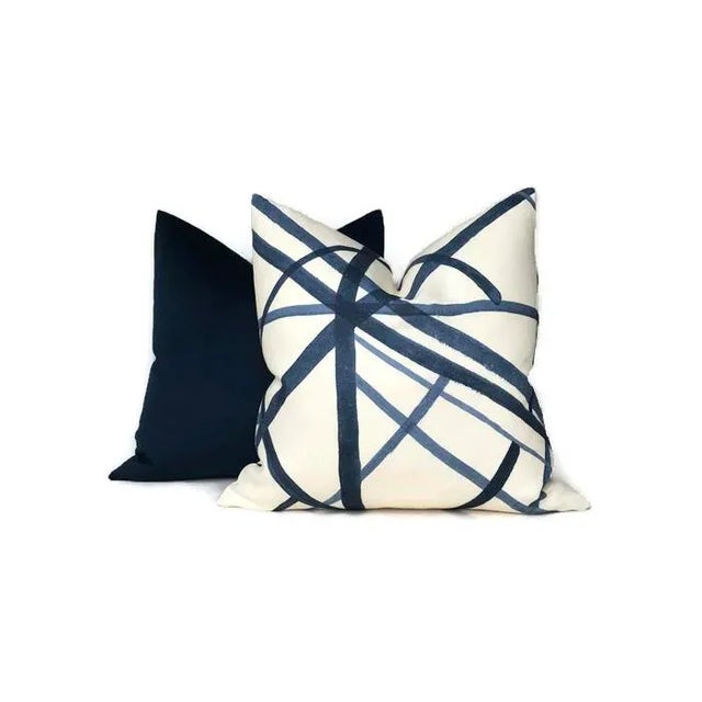 Navy Blue Velvet Pillow Cover For Sale - Image 4 of 4