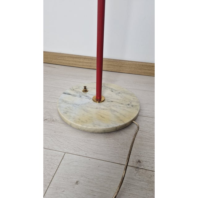Floor Lamp for Reading with Red Marble Base and Cone with Joint, 1950s For Sale - Image 14 of 18