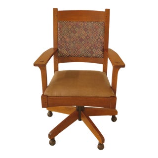 1990s Vintage Stickley Mission Oak Arts & Crafts Desk Chair For Sale