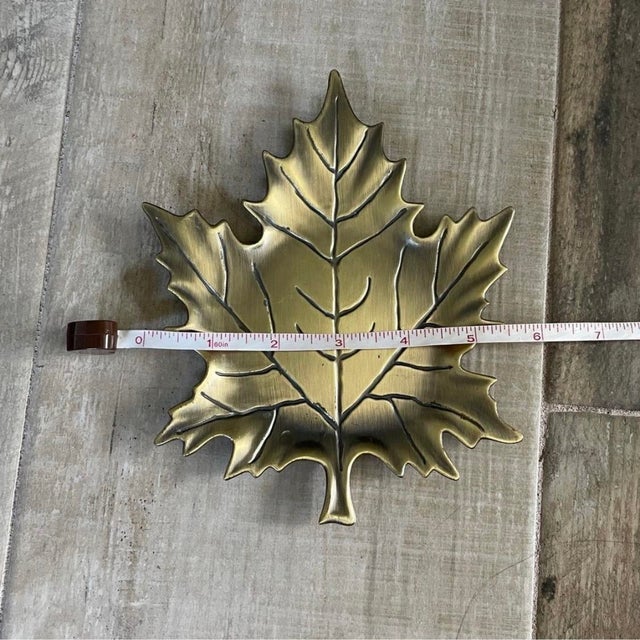 Gold Brass‎ Fall Maple Leaf Tray Jewelry Dish Decor For Sale In Baton Rouge - Image 6 of 6
