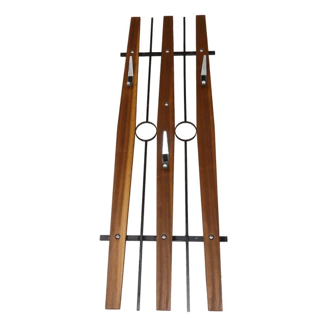 Vintage Wardrobe in Teak and Black Metal, 1960s For Sale