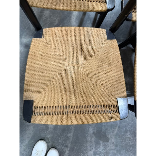 1950s Gio Ponti-Style Rush Dining Chairs - Set of 4 For Sale - Image 9 of 11