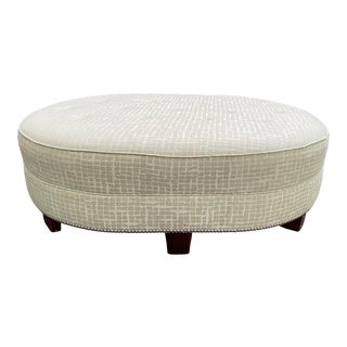 Large Oval Upholstered Ottoman For Sale