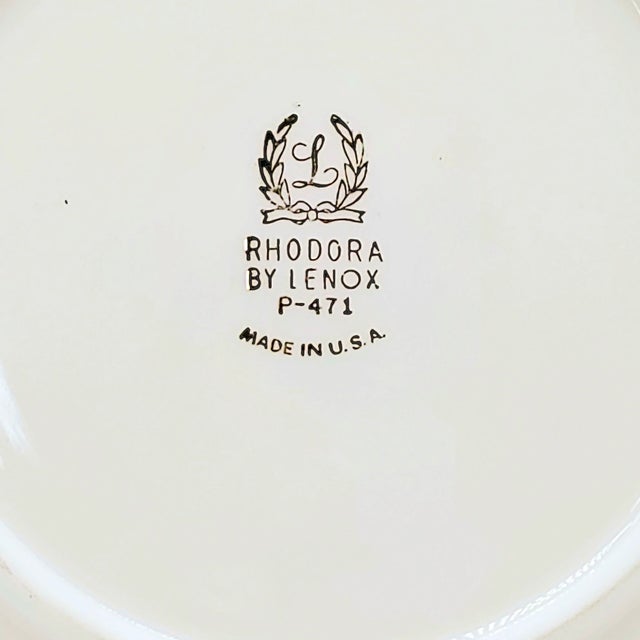 Vintage Lenox Bone China Bread Plates Gold Trim Rose Pattern Usa Mid-Century Tableware Set of 9 For Sale - Image 12 of 12