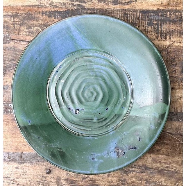 Green Vintage Original Studio Pottery Platter For Sale - Image 8 of 8