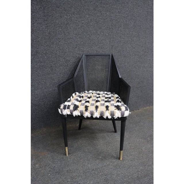 Early 21st Century Baker Milling Road Kara Mann Black Cane Dining Armchair For Sale - Image 5 of 11