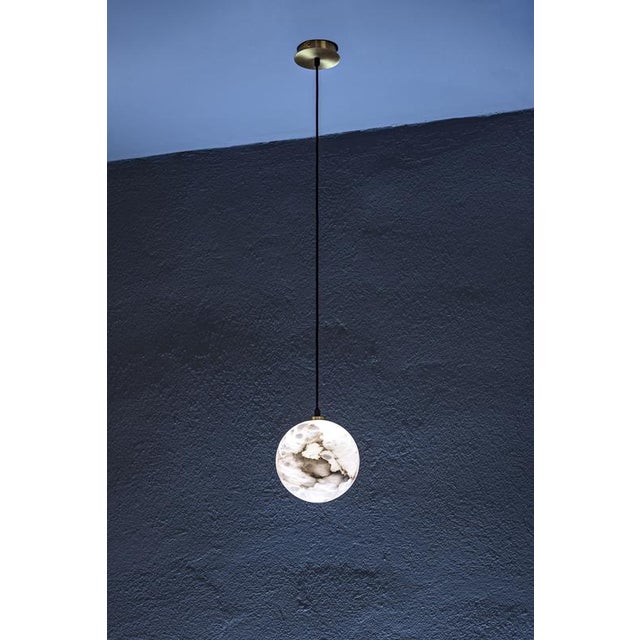 Moon Pendant Lamps by United Alabaster, Set of 3 For Sale - Image 9 of 15