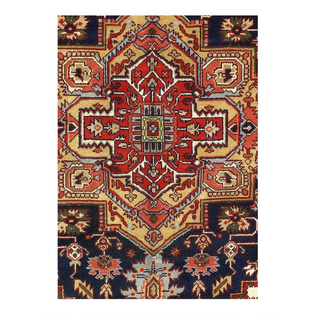 Indo Serapi design rug. Handmade Hand-knotted in fine lambswool. Lamb's Wool on a Cotton Foundation Vegetable Dyed Hand-...
