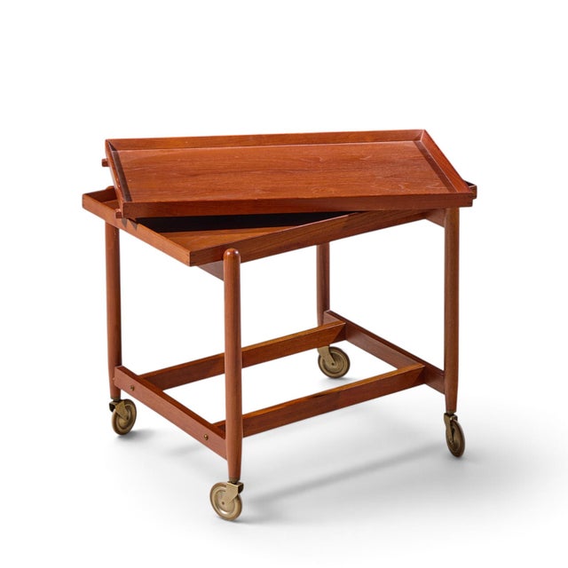 Poul Hundevad for Vamdrup Mid Century Danish Teak Expanding Bar Cart For Sale - Image 10 of 10