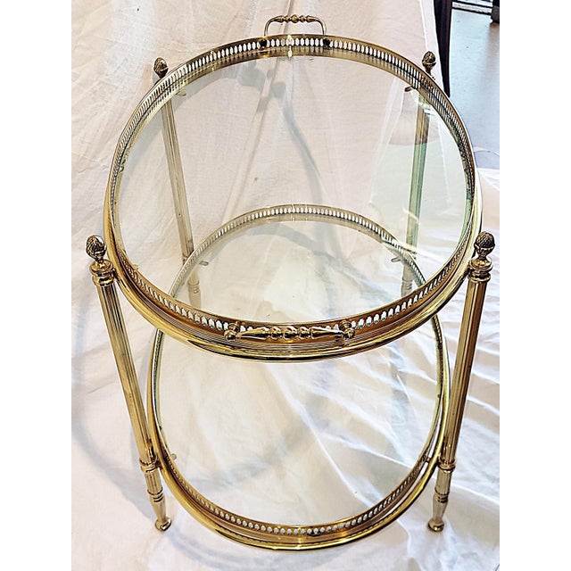 1980s Oval Brass 2 Tier Tea Table For Sale - Image 9 of 9