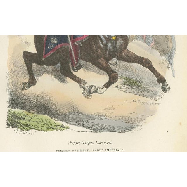 Chevau-Léger Lancer, Imperial Guard, Napoleonic Cavalry Print, 1843 This striking hand-coloured 19th-century engraving...