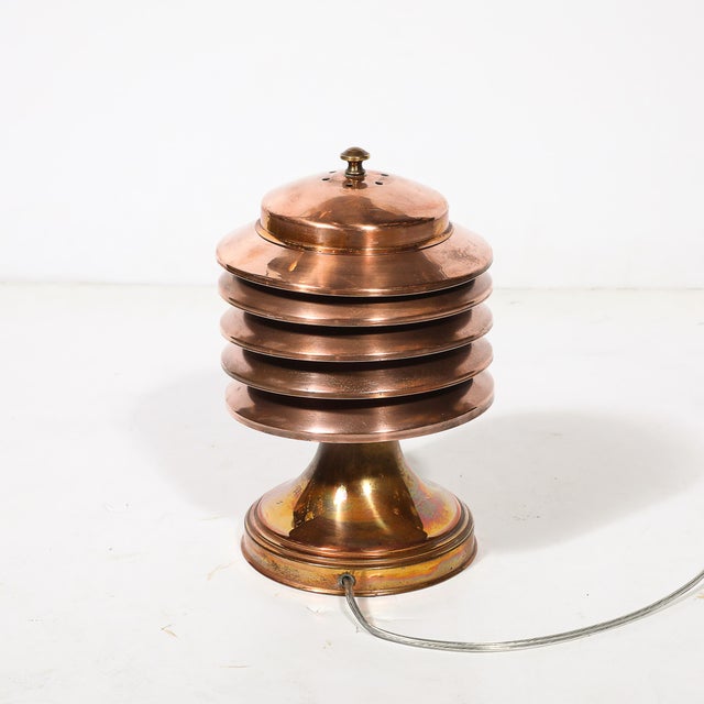 Art Deco Machine Age Polished Copper Table Lamp For Sale - Image 10 of 11