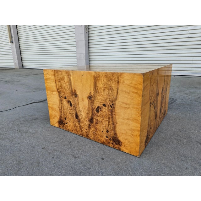 Milo Baughman 1970s Milo Baughman Style Burl Wood Coffee Table Vintage For Sale - Image 4 of 11