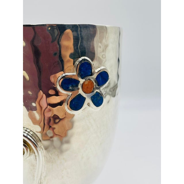 1980s Set of 6 Emilia Castillo Silver-Plated Goblets With Stone Inlay For Sale - Image 14 of 18