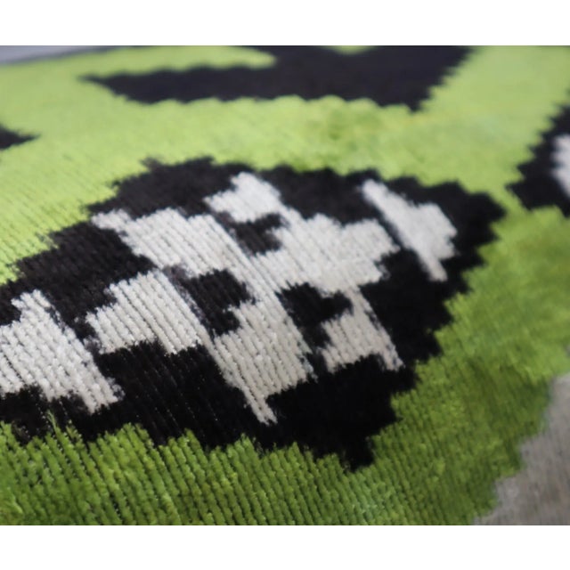 Contemporary Green Black Velvet Throw Pillow & Down Insert For Sale In San Francisco - Image 6 of 12