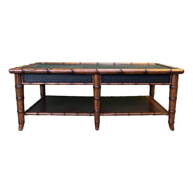 Late 20th Century Faux Bamboo Coffee Table For Sale