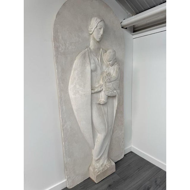 Large Plaster Motherhood Relief attributed to Domenico De Lisi, 1920s For Sale - Image 9 of 11