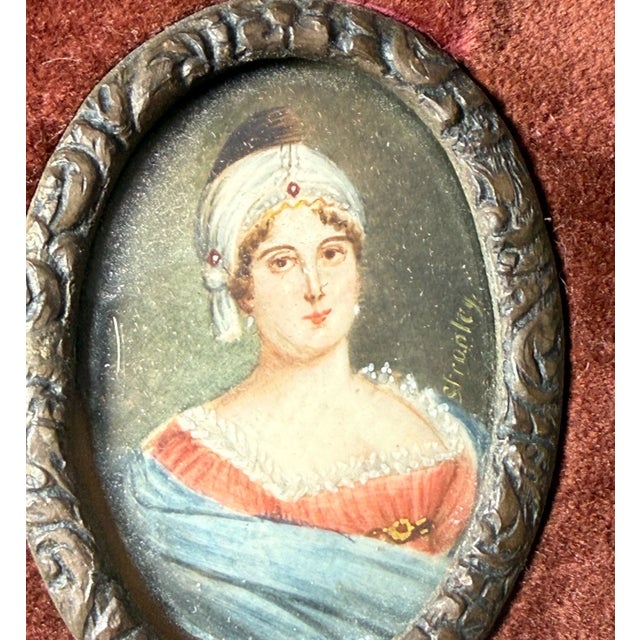 Antique 19th Century Miniature Mini Austrian Aristocrat Woman Portrait Painting For Sale In New York - Image 6 of 6