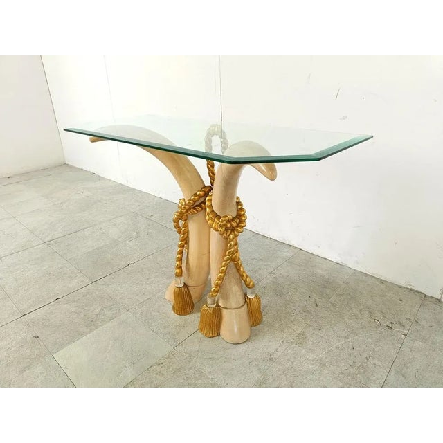Vintage Faux Tusk Console Table, 1980s For Sale - Image 6 of 12