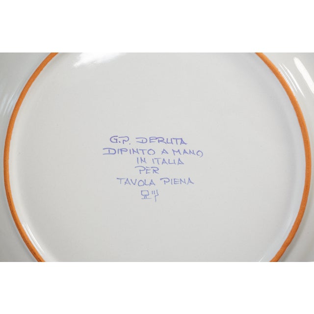 Italian Intreccio Teal 4-Piece Place Setting | Hand-Painted Italian Dinnerware From Deruta For Sale - Image 3 of 11