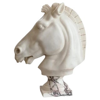 Italian Artist, Horse Head, Carrara Marble, Early 20th Century For Sale