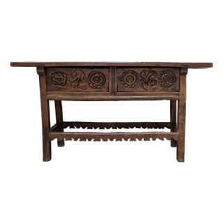 Antique Carved Spanish Mudejar Style Table For Sale