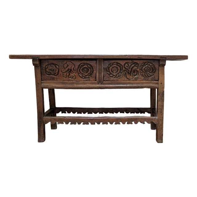 Antique Carved Spanish Mudejar Style Table For Sale